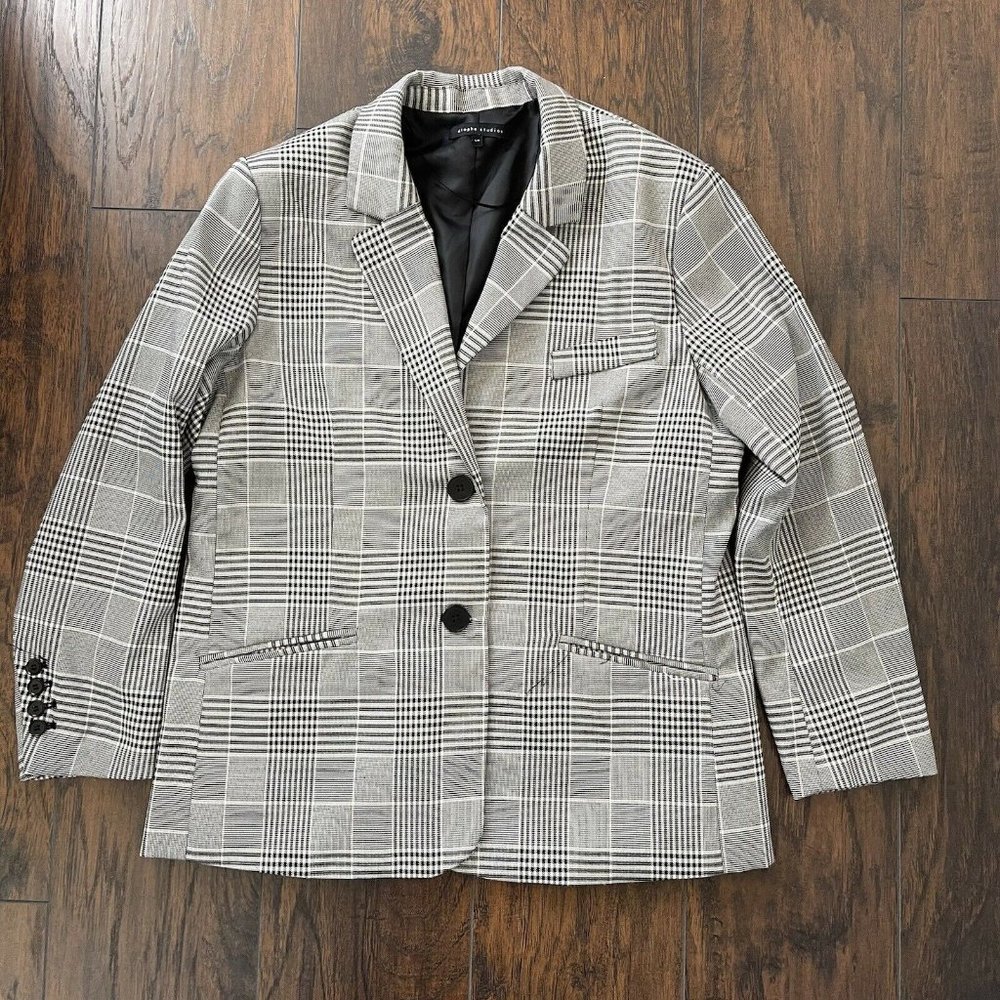 Etophe Studios Houndstooth Blazer Suit Long Sleeve Coat Work Jacket Small Medium